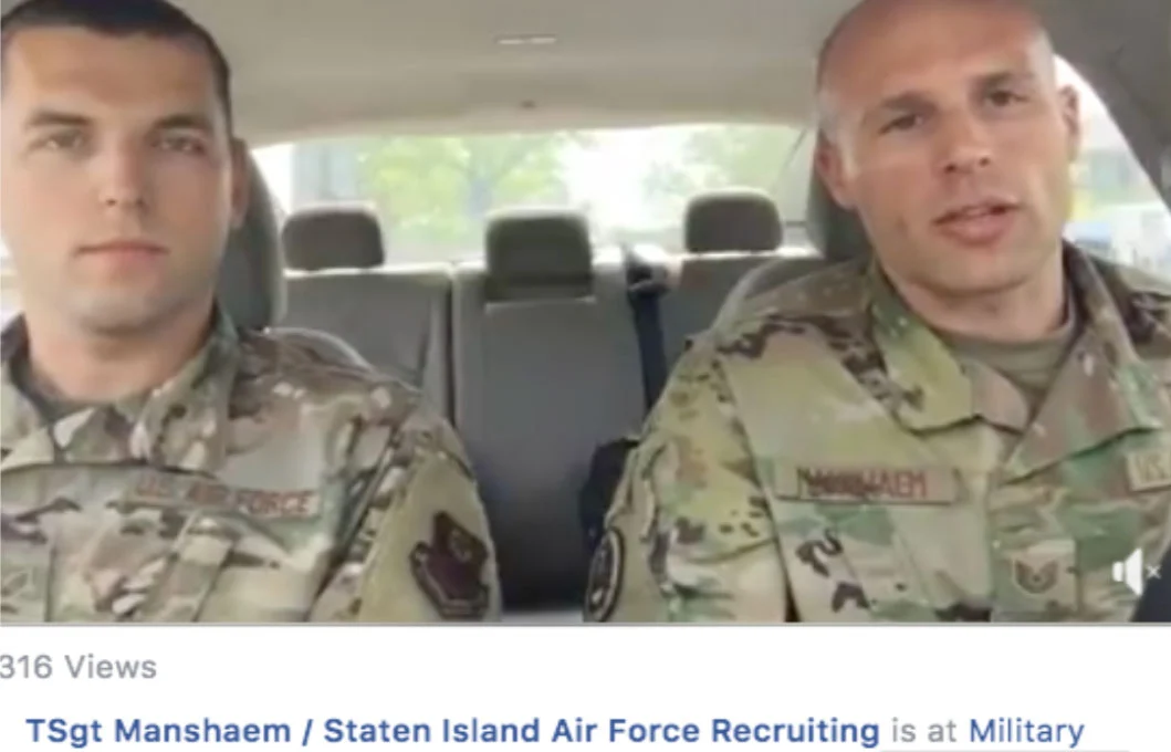 Air Force recruiters speaking in car during social video