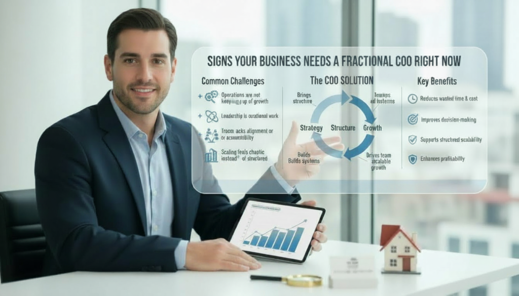 Executive presenting fractional COO strategy and benefits